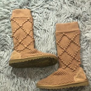 Ugg (5879) Cardy Argyle Cable Knit Boots Women 6